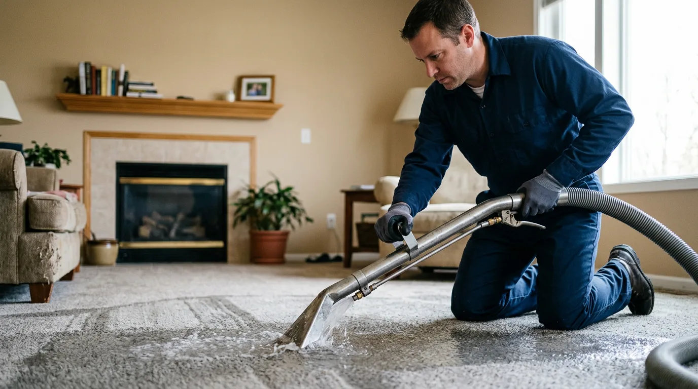 Water damage restoration technician working near Roslyn Heights, NY